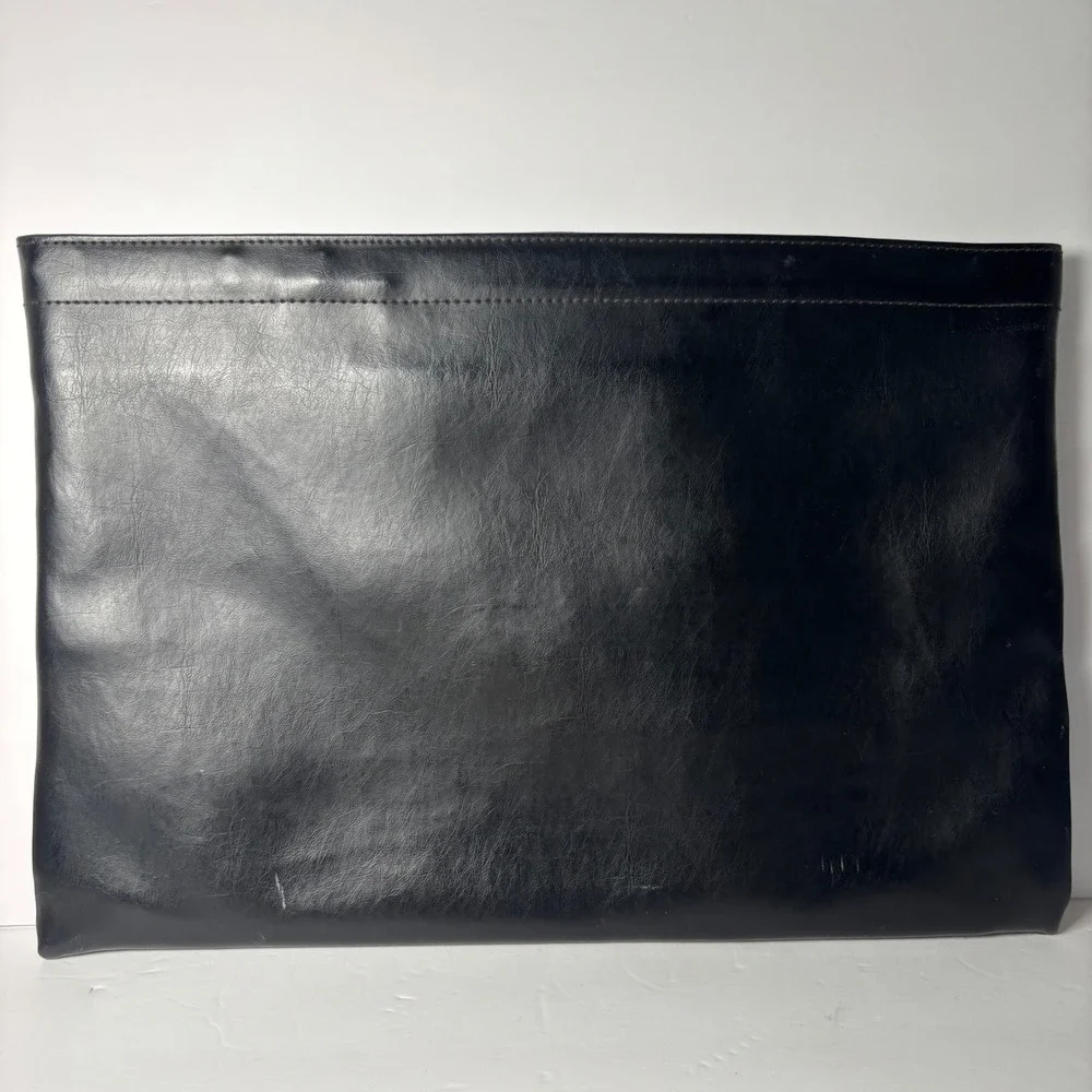 Vintage Cambridge Portfolio Briefcase OS‎ Black Faux Leather Retractable Handles